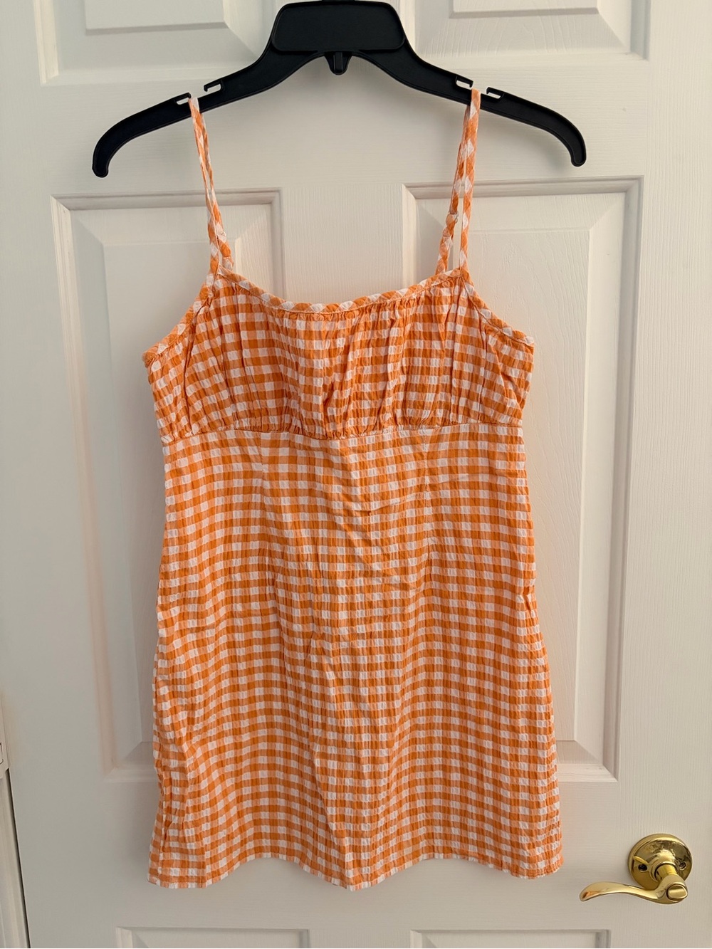 Urban Outfitters Orange Gingham Spaghetti Strap Sundress